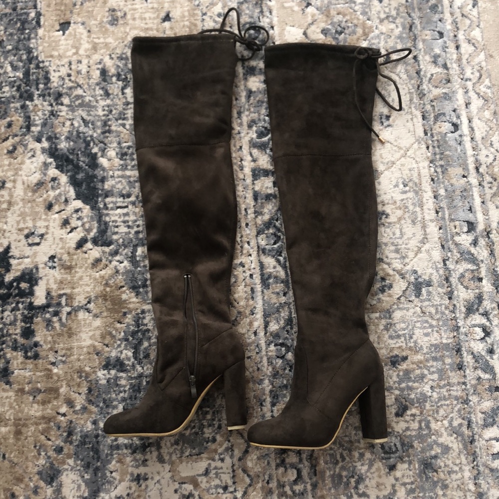 Size -6.5 Hunter Green Suede Knee High Boots